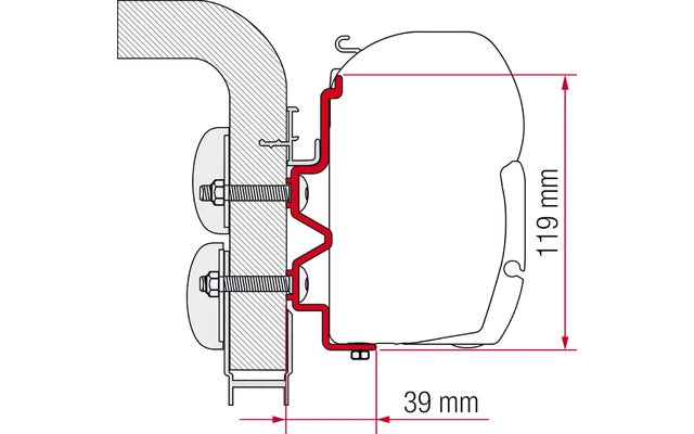 Fiamma Markisenadapter Hymercamp Wandmontage 300 1 Fiamma Markisenadapter Hymercamp Wandmontage 300